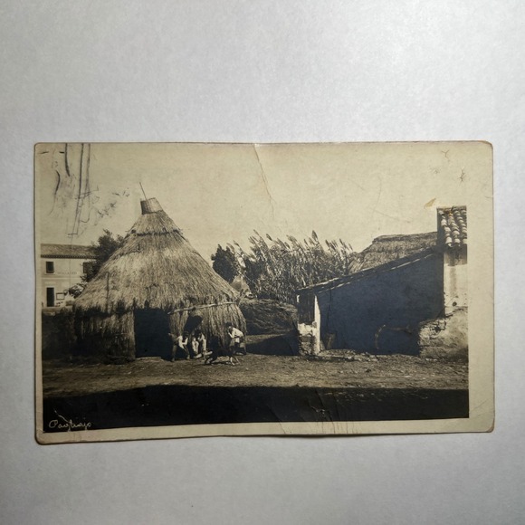 Other - VTG Pagliajo Rural Thatched Hut Scene Postcard Real Photo Style Italy 1910s‎ NPG
